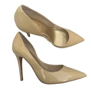 Guess Gwlexi Nude Patent Leather Pointed Toe Stiletto Classic High Heels